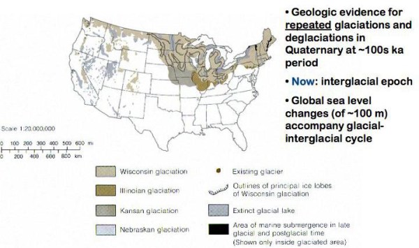 Glaciers in the US in past 100,000 years.
