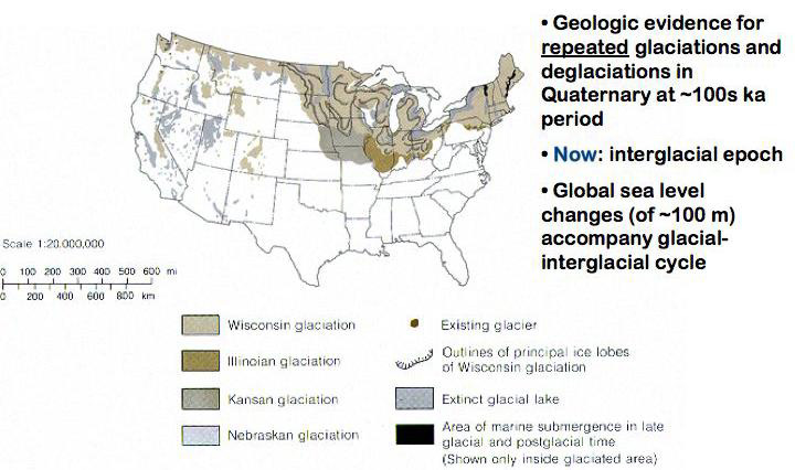 Glaciers in the US in past 100,000 years.