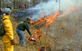 Annual Prairie Burn, Green Oaks, Knox College