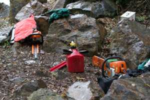 Shelterbelt's tools:  chainsaws and equipment to spray herbicides