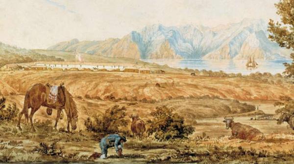 The San Francisco Presidio, painting by Richard Beechey, 1826