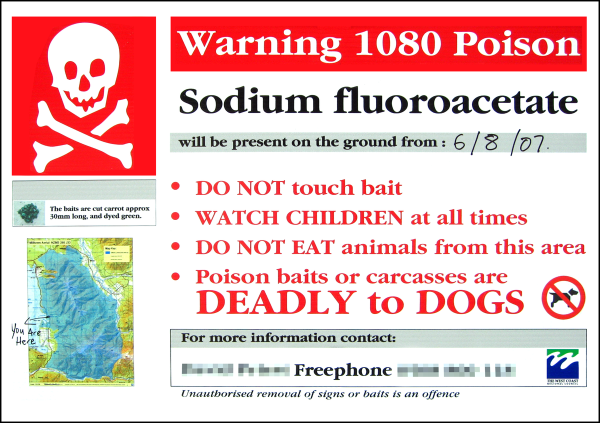 1080 Poison Warning in New Zealand