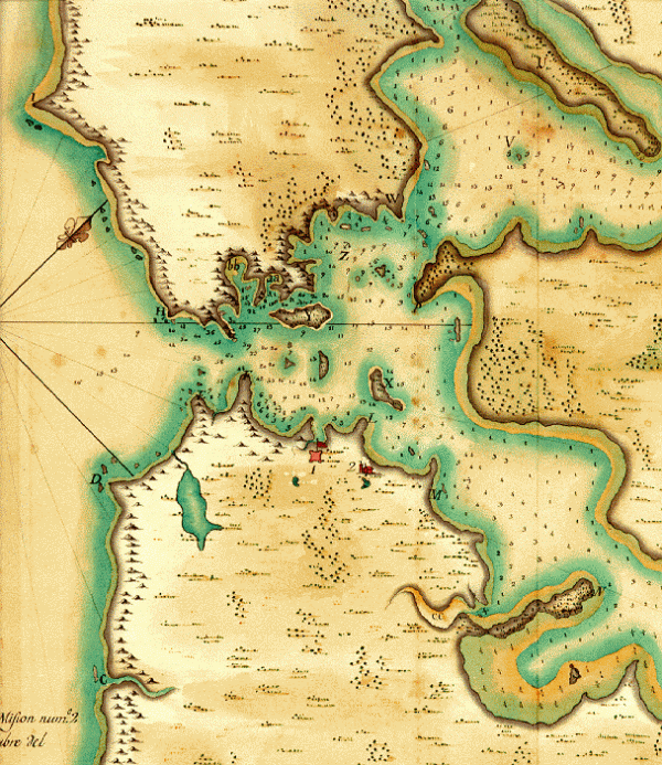 Map of San Francisco bay by Canizares, 1776